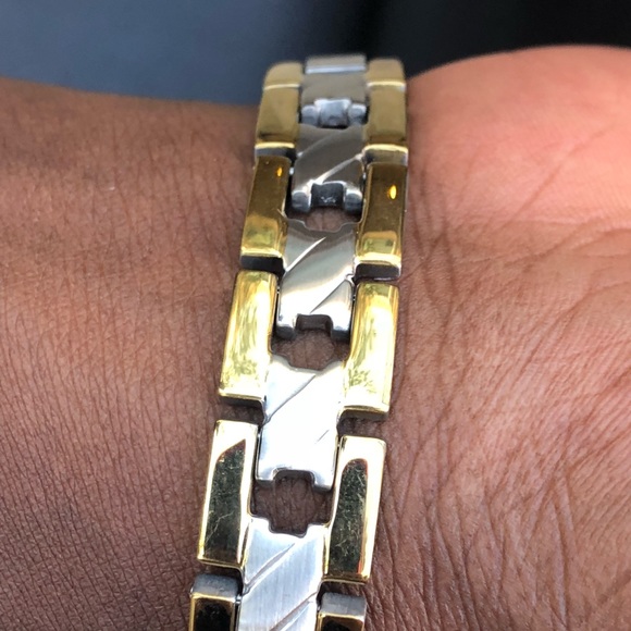 NW Yellow Gold over Stainless Steel Bracelet 8.5”L - Picture 5 of 5